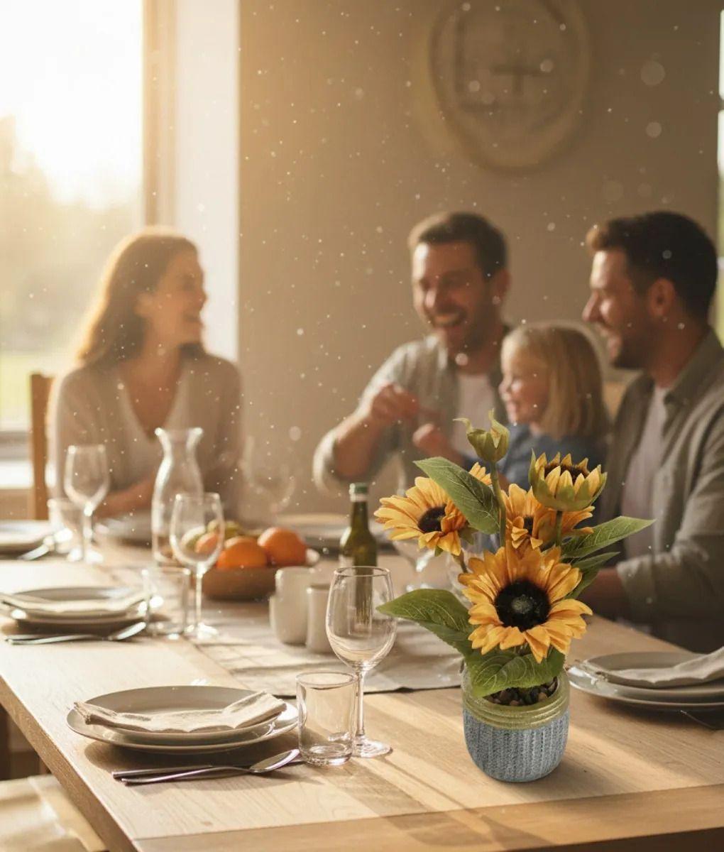 Planta Artificial Decorativa Girasoles Acabado Artesanal Jhn-5