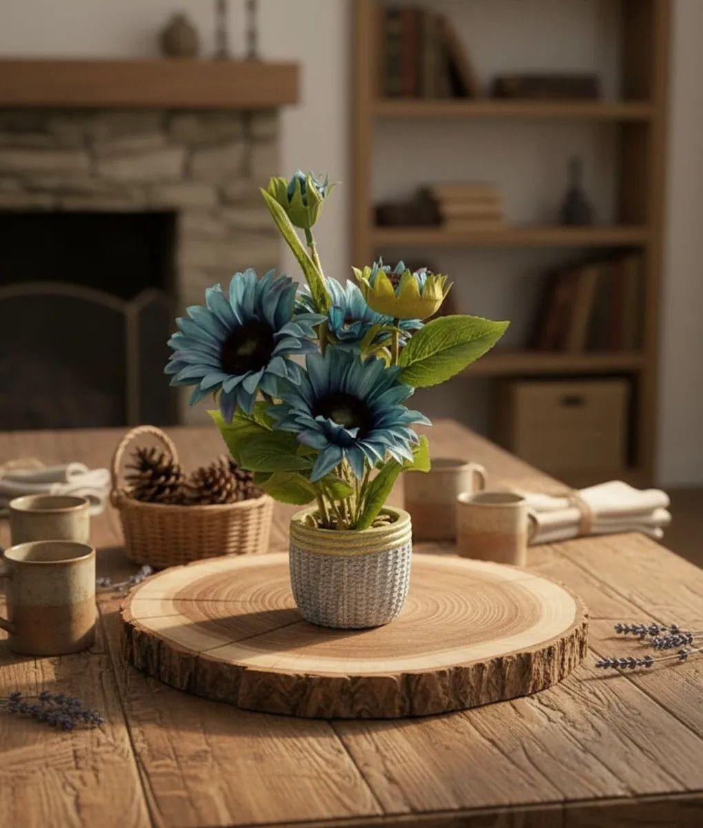 Planta Artificial Decorativa Girasoles Acabado Artesanal Jhn-6