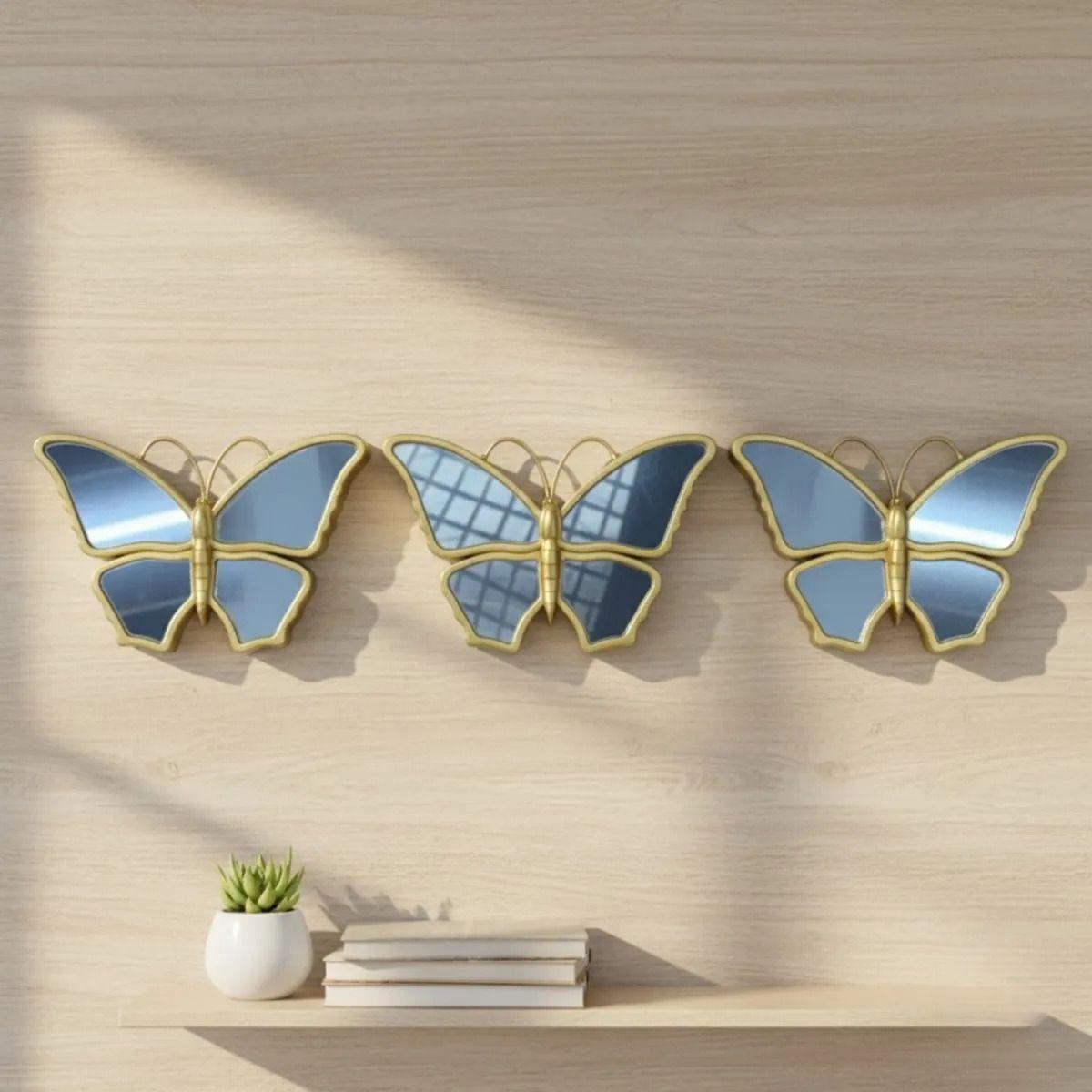 Set 3 Espejo Pared Mariposas Decorativas Arte Relieve Jhn-7