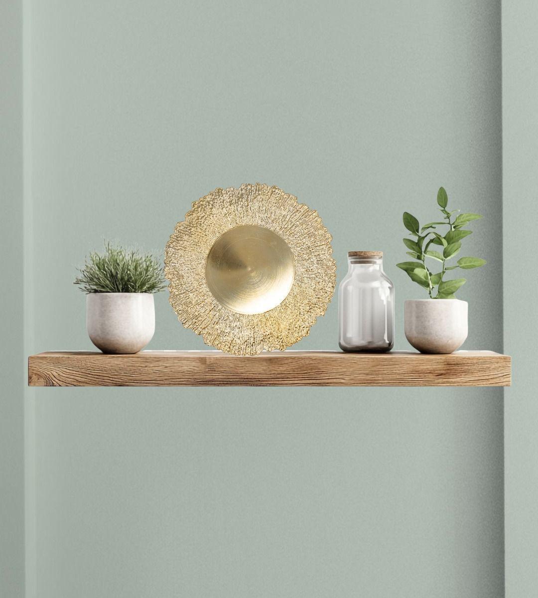 Set 3 Plato Base Redondo Dorado Brillante Decorativo Jhn-9