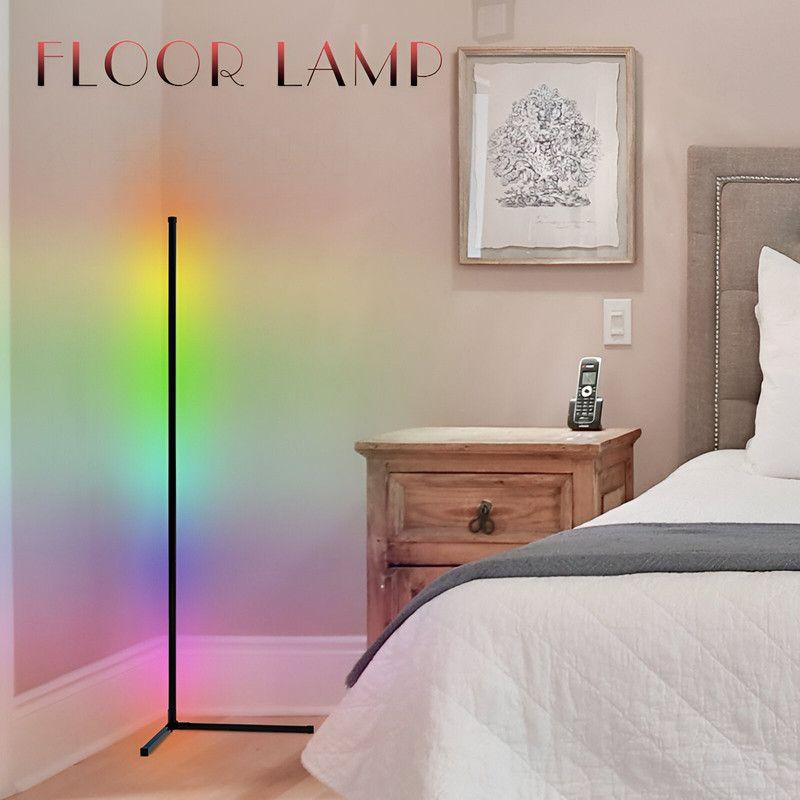 Lampara LED De Pie Negra Moderna Colores Lau-6