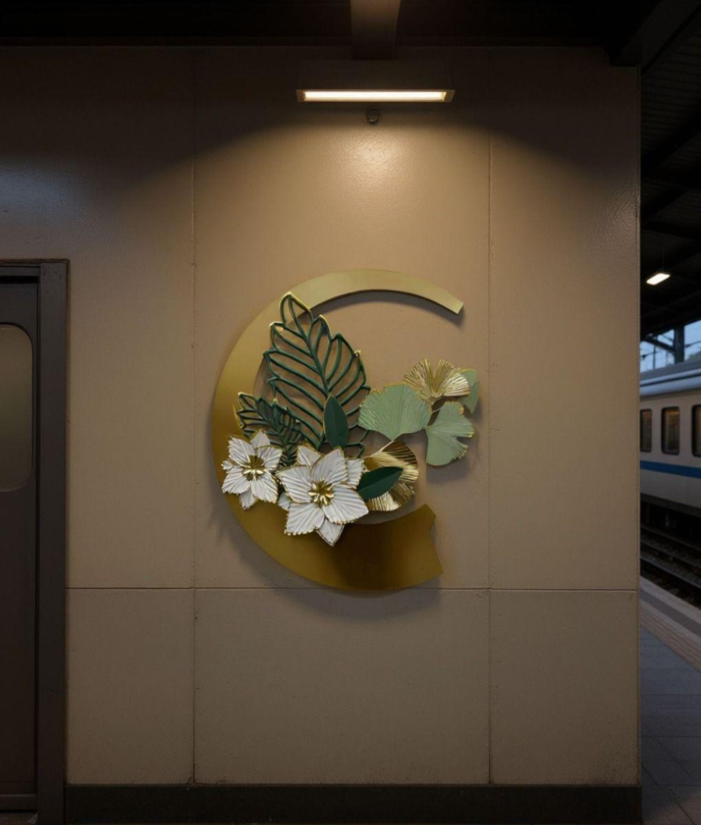 Adorno Floral Pared Cuadro Decorativo Media Luna Hogar Jhn-7