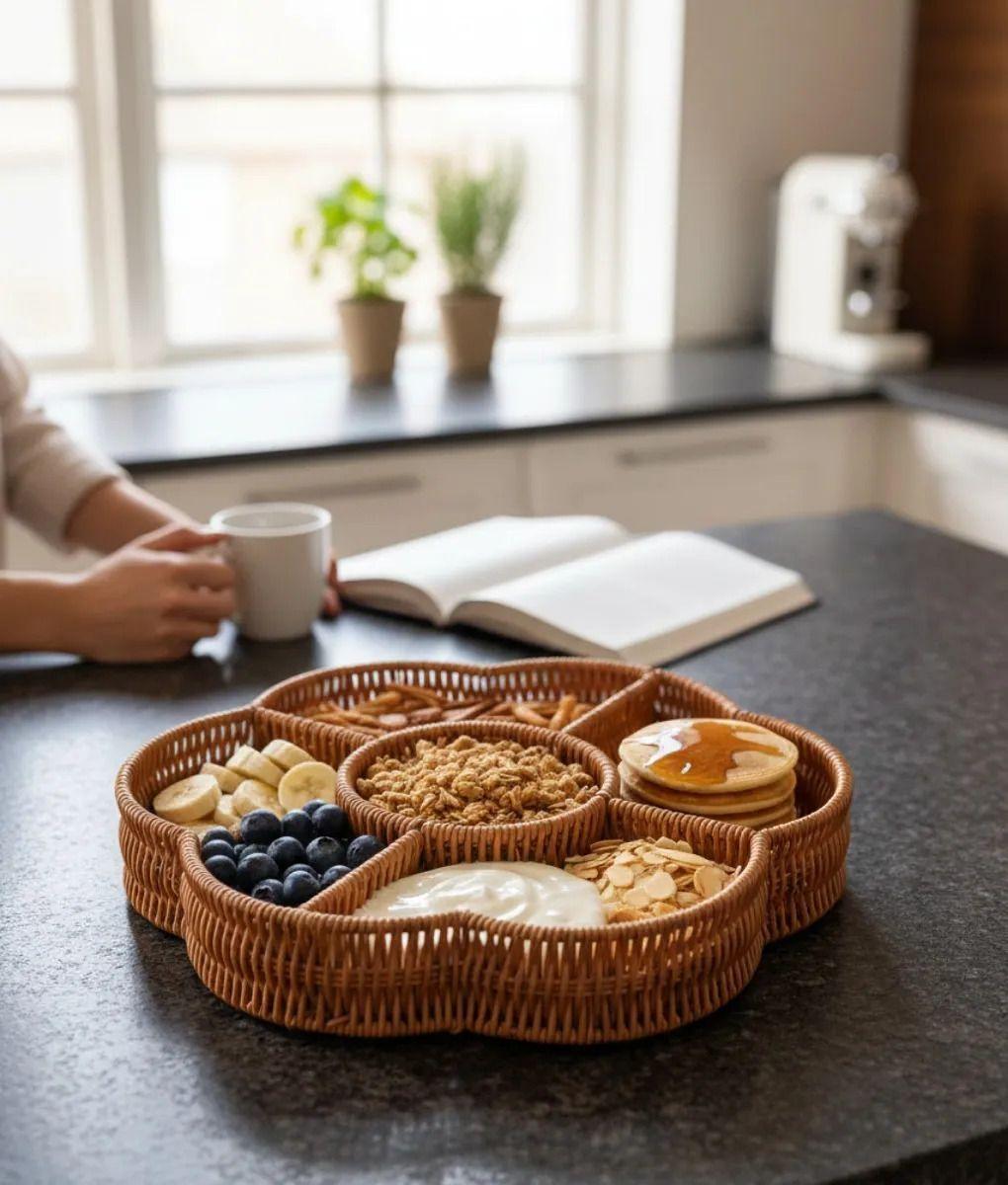 Bandeja Decorativa Servir Hogar Divisiones Diseño Flor Jhn-6