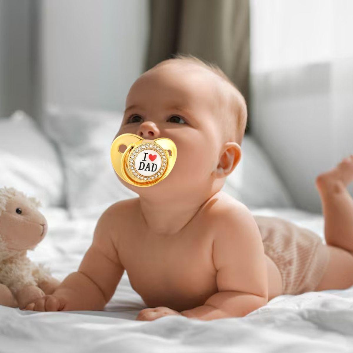 SET 2 CHUPETES CON SUJETADOR BRILLOS ELEGANTE BEBE LAU-5