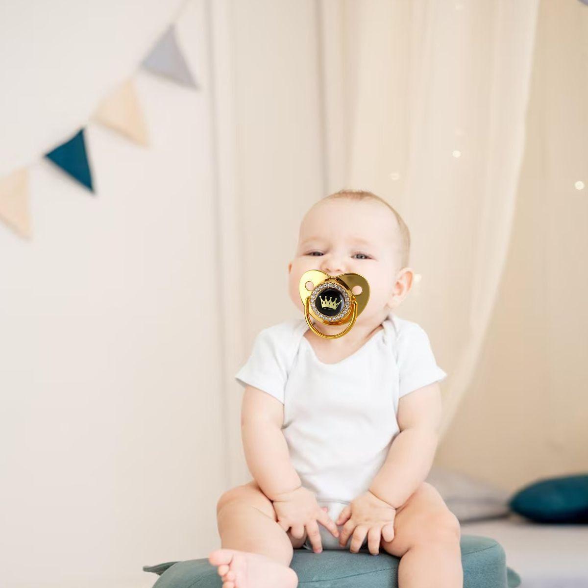 SET 2 CHUPETES CON SUJETADOR BRILLOS ELEGANTE BEBE LAU-9