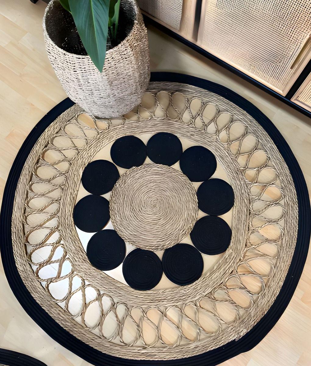 Alfombra Decorativa Redonda Patrón Estilo Geométrico Jhn-6