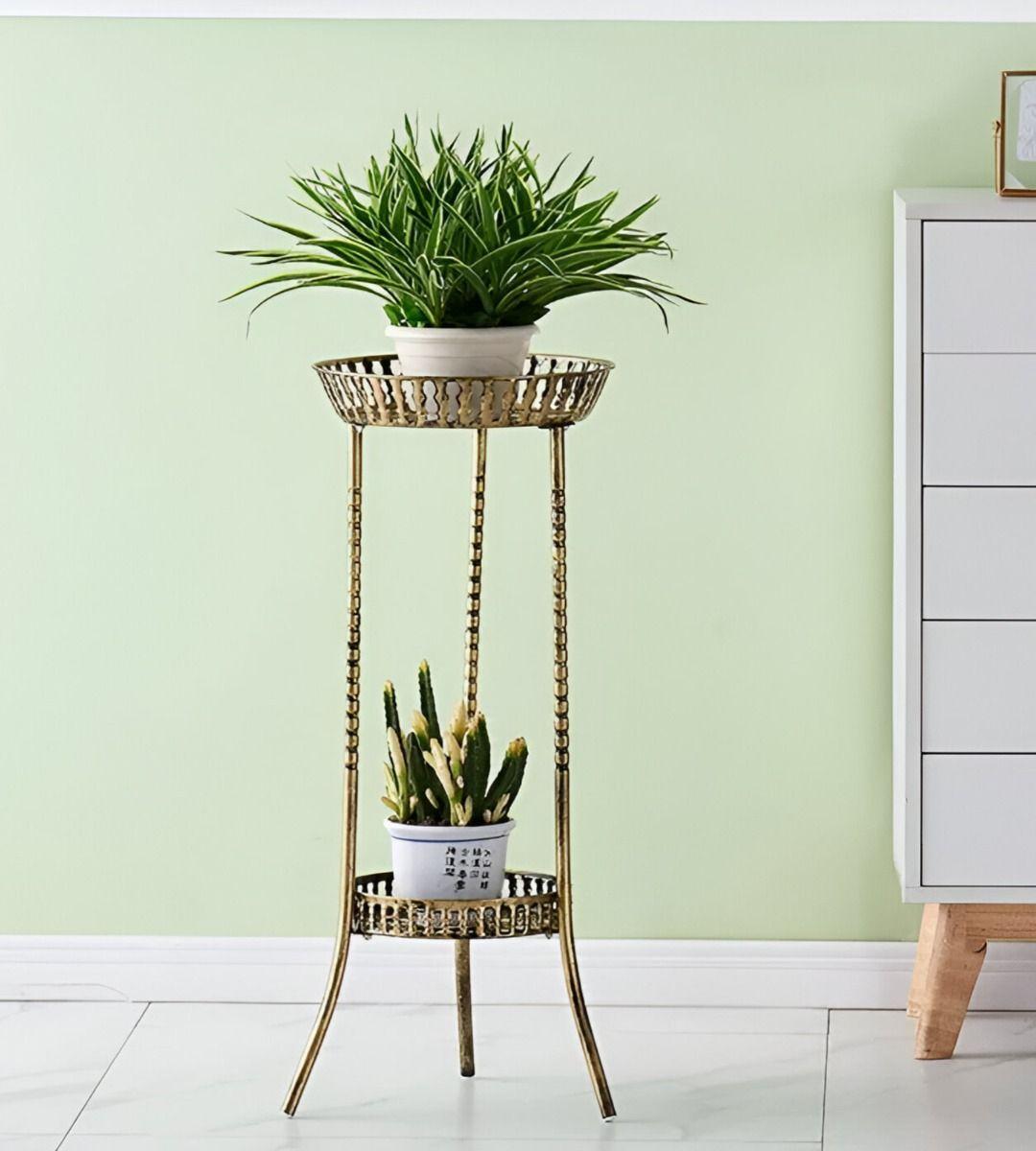 Porta Maceta Plantas Exhibición Soporte 2 Niveles Pie Jhn-2