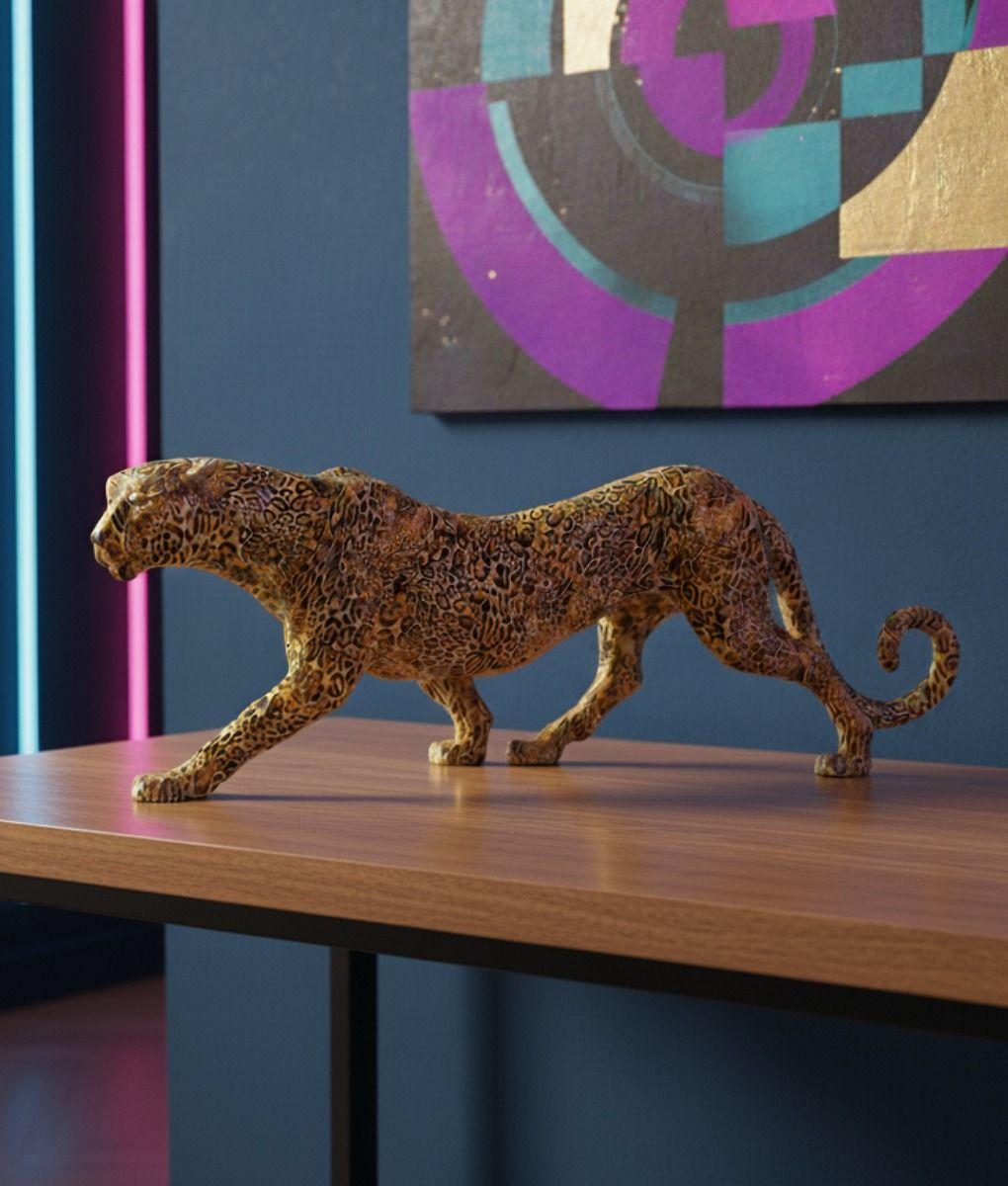 Estatura Decorativa Leopardo Escultura Adorno Hogar Jhn-8