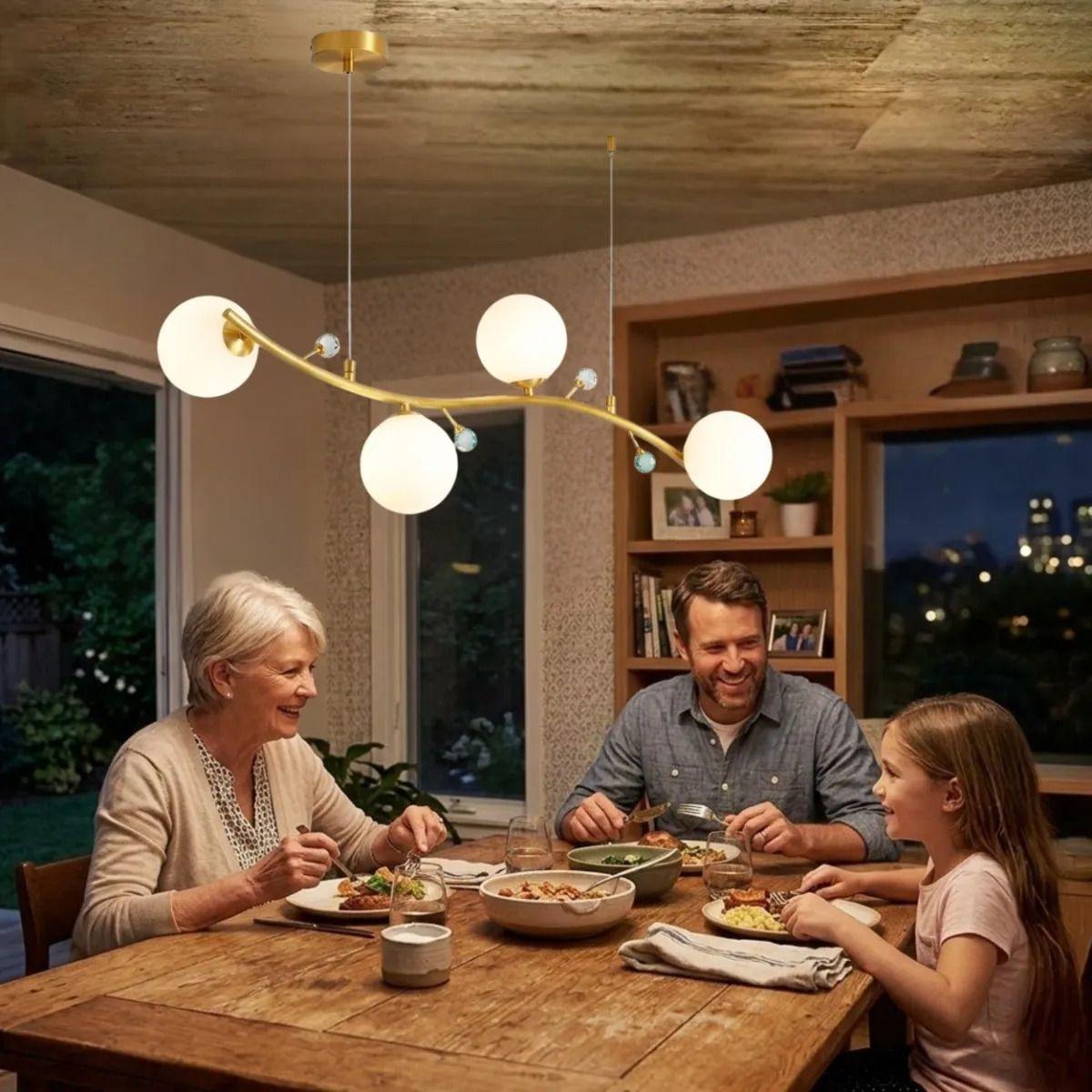 Lámpara Colgante Diseño Rama Orgánica Esferas Cristal ALJ-4