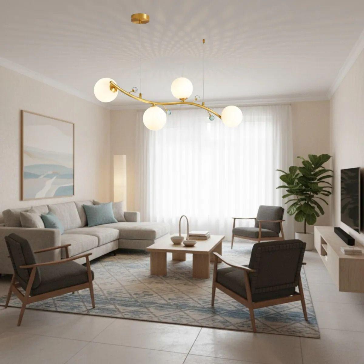 Lámpara Colgante Diseño Rama Orgánica Esferas Cristal ALJ-5