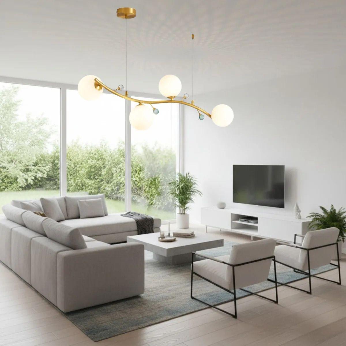 Lámpara Colgante Diseño Rama Orgánica Esferas Cristal ALJ-7