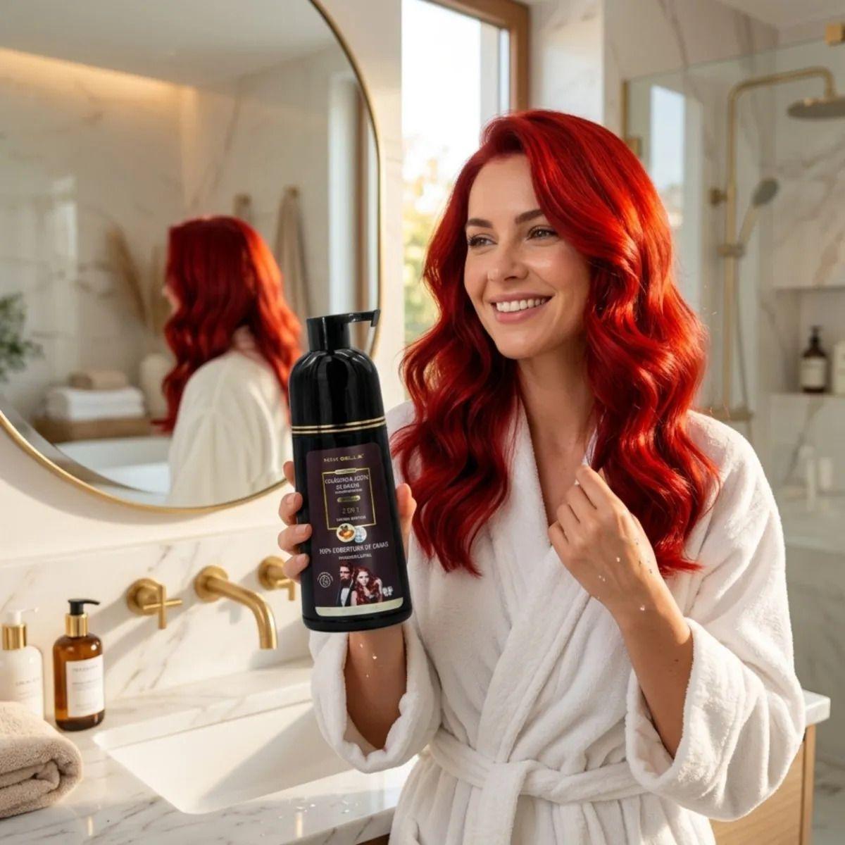 Champú Tinte Rojo Orgánico Cubre Canas Brillo Intenso ALJ-4