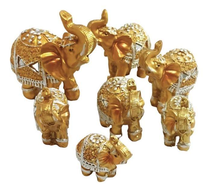 Estatua Decorativa Familia Elefante Animales 7 Piezas Jhn-2