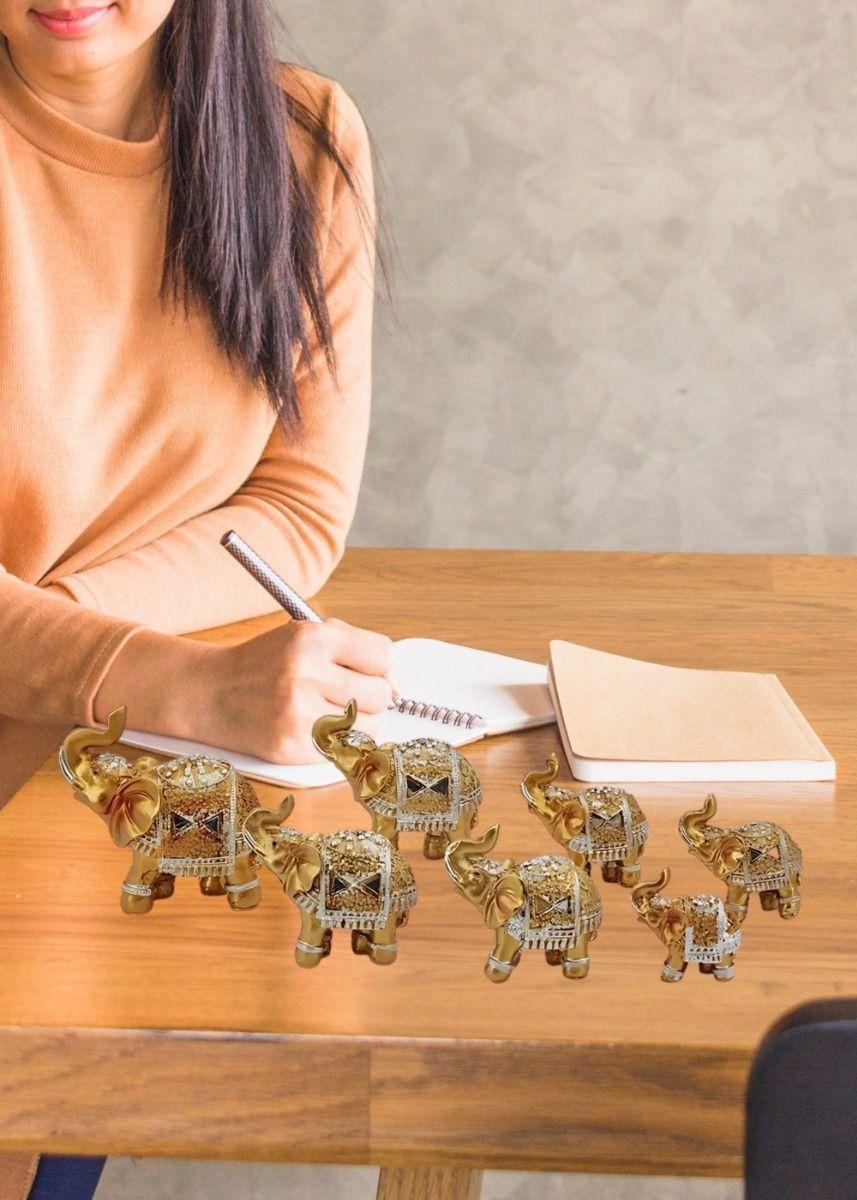 Estatua Decorativa Familia Elefante Animales 7 Piezas Jhn-5
