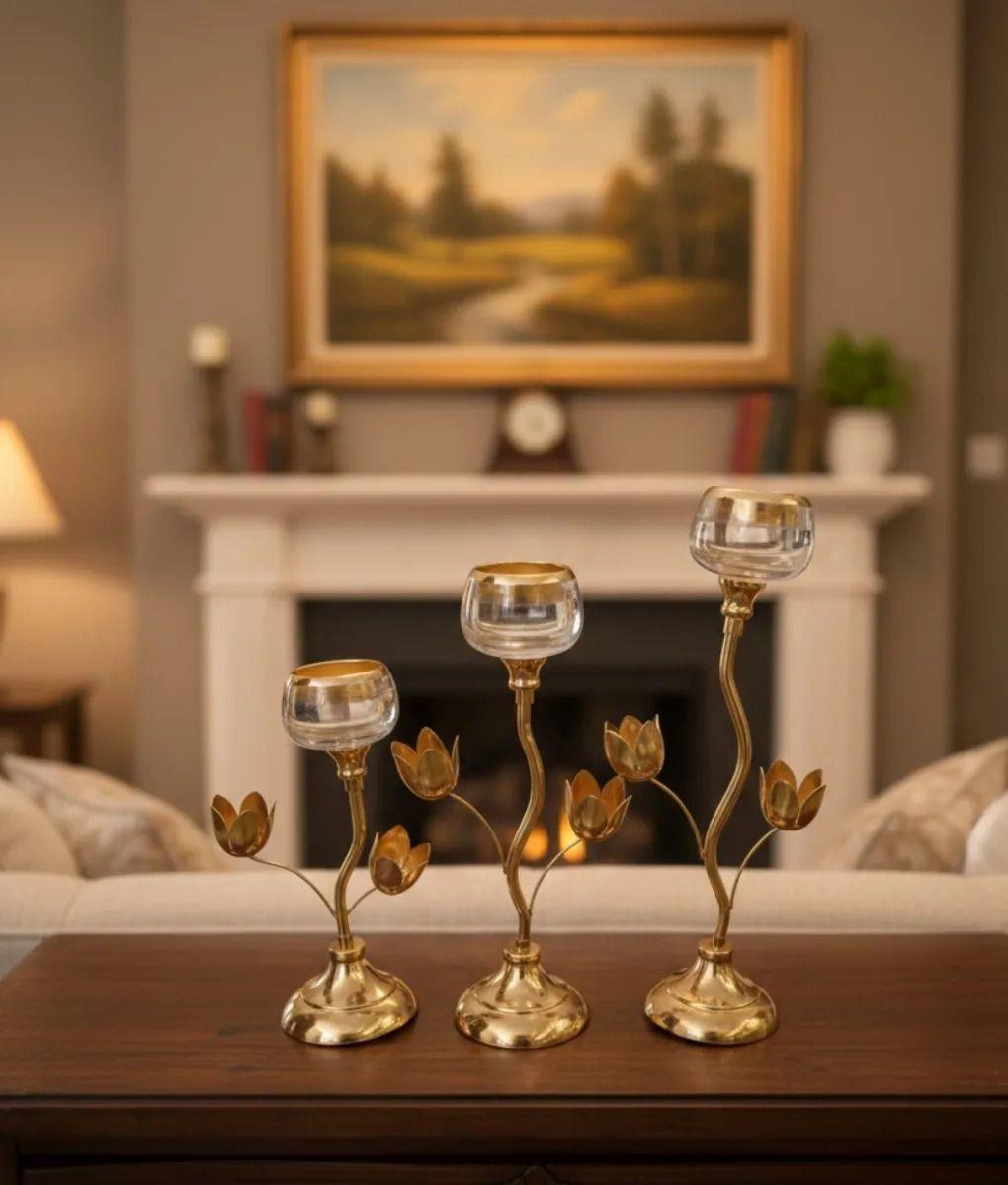 Portavela Estilo Tulipán Decoración Elegante Mesa Jhn-3