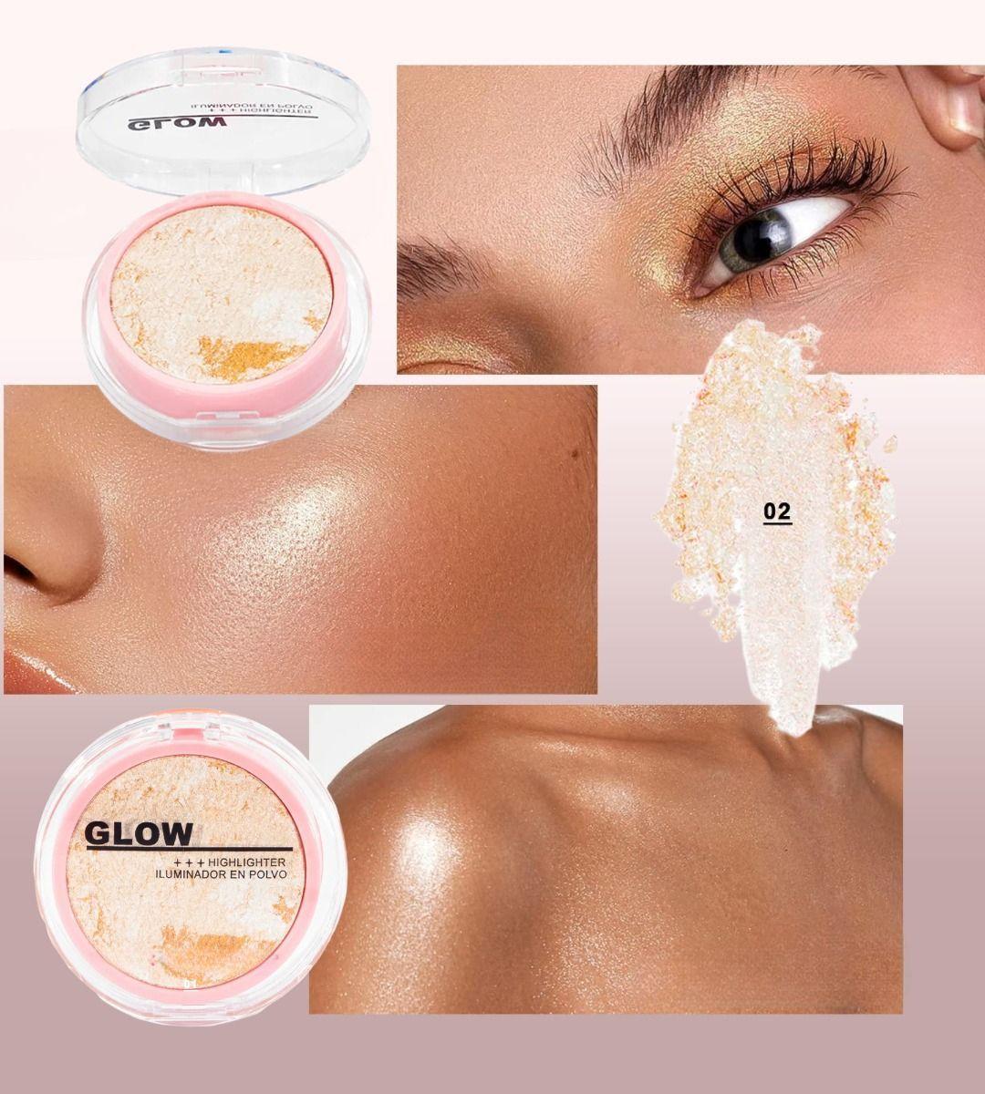 Set 2 Iluminador Polvo Rostro Brillo Sutil Luminosidad Jhn-3