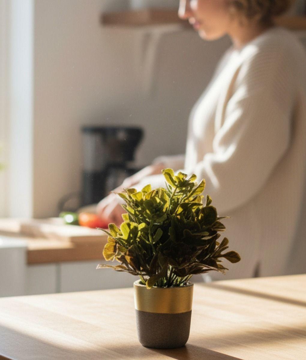 Set 2 Plantas Artificiales Decorativas Macetero Bicolor Jhn-5