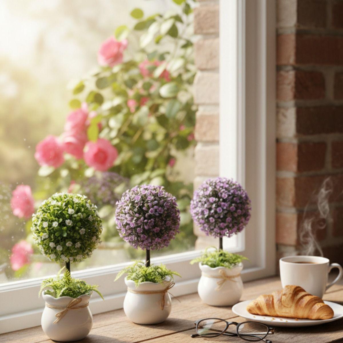 Planta Artificial Decorativa Arreglo Topiario Ornamental Jhn-9