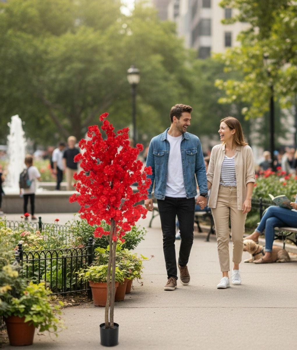 Planta Artificial Decorativa Flor Cerezo Árbol Adorno Jhn-4