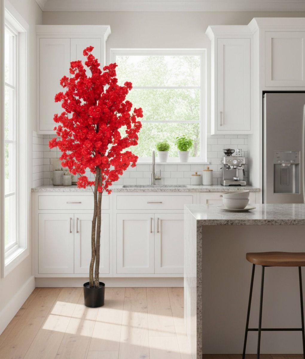 Planta Artificial Decorativa Flor Cerezo Árbol Adorno Jhn-7