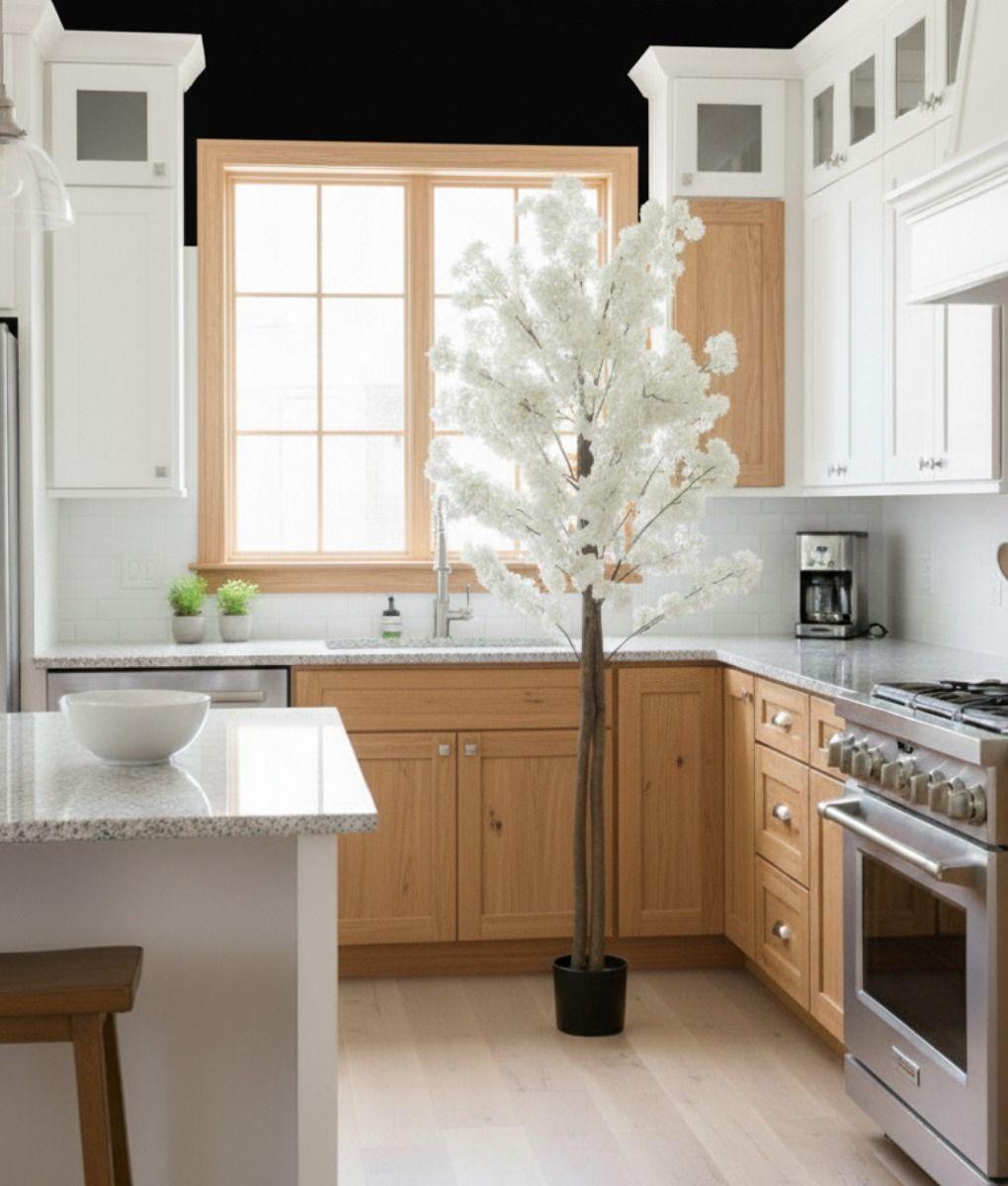 Planta Artificial Decorativa Flor Cerezo Árbol Adorno Jhn-8