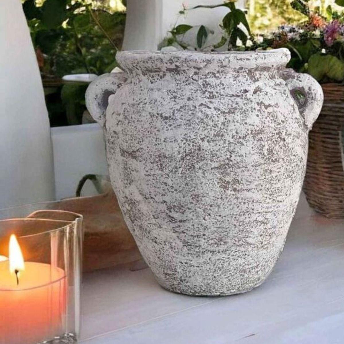 Florero Jarron Vintage Terracota Texturizada Hogar Grd Lau-1