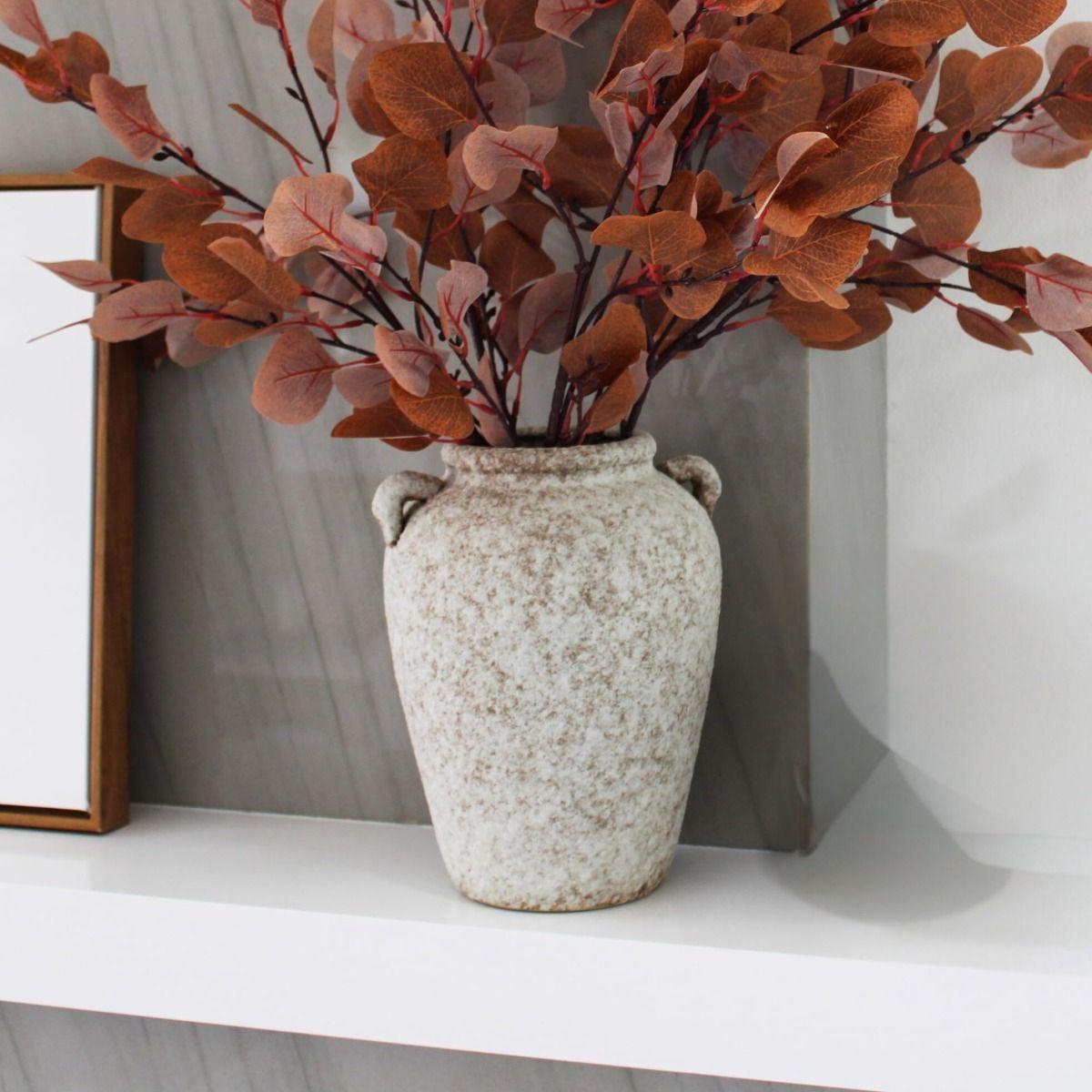 Florero Jarron Vintage Terracota Texturizada Hogar Grd Lau-2