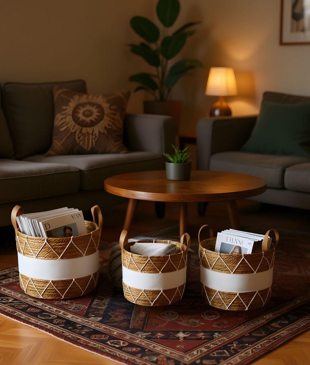 Set 3 Canasto Decorativo Cesto Almacenamiento Moderno Jhn-9