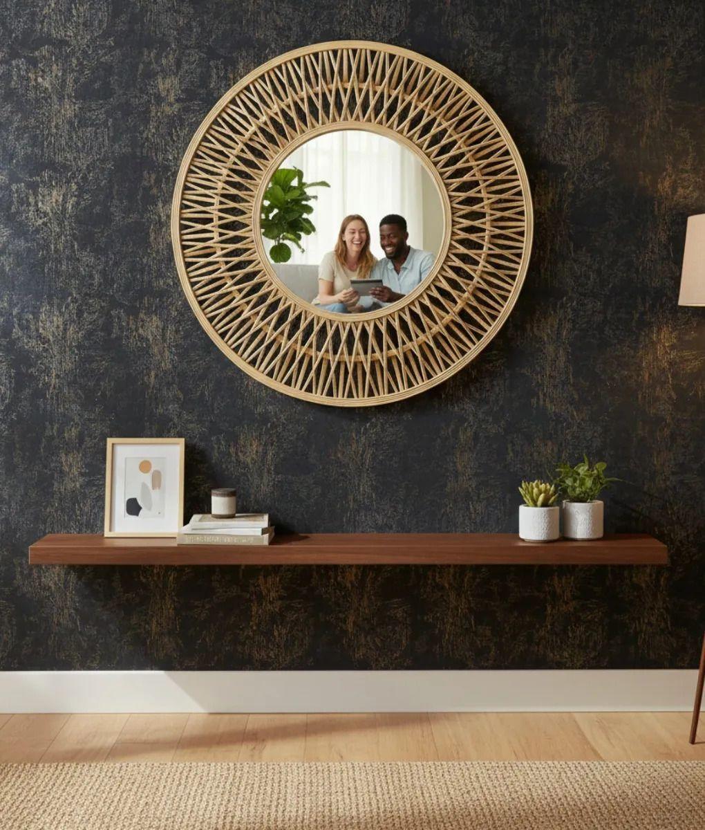 Espejo Decorativo Pared Estilo Bohemio Artesanal Jhn-4