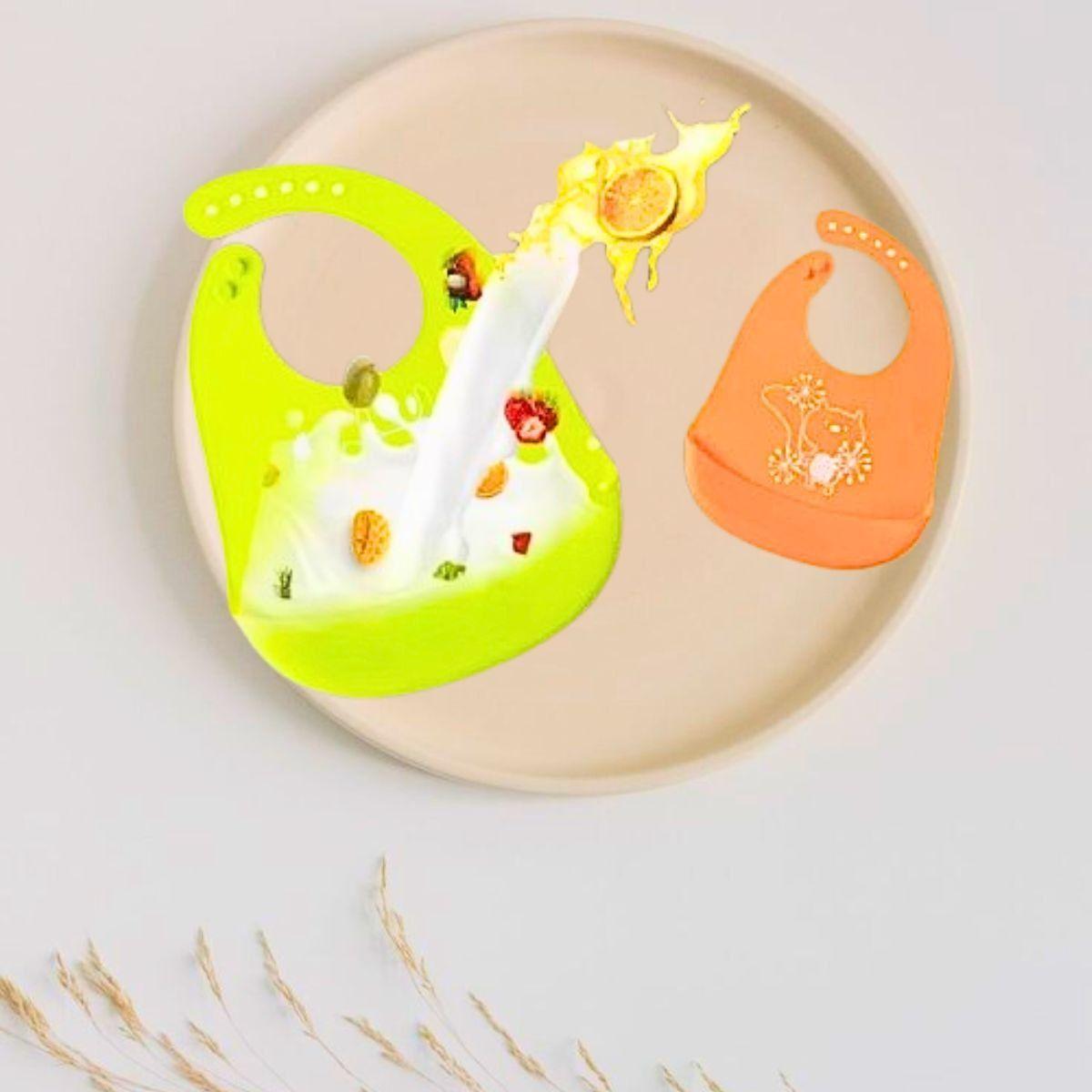 Set 4 Baberos Impermeables Silicona Antiderrame Bebes Lau-1