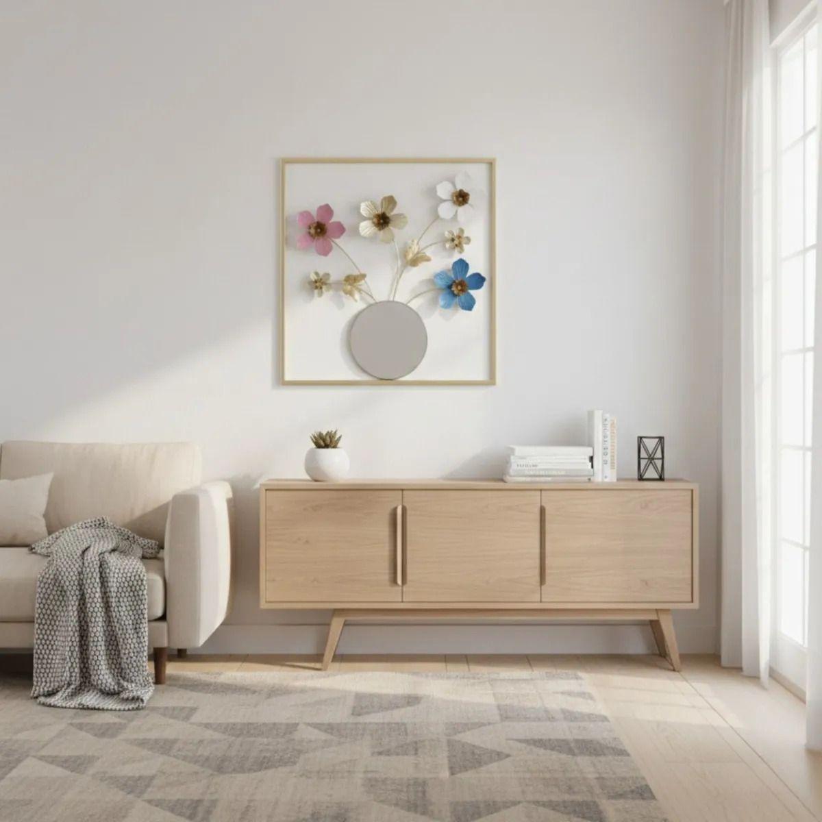 Cuadro Decorativo Mural Pared Escultórico Arte Floral Jhn-4