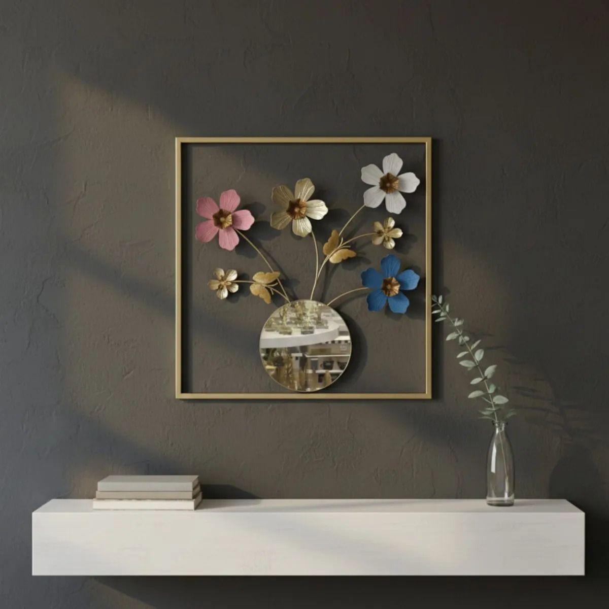 Cuadro Decorativo Mural Pared Escultórico Arte Floral Jhn-6
