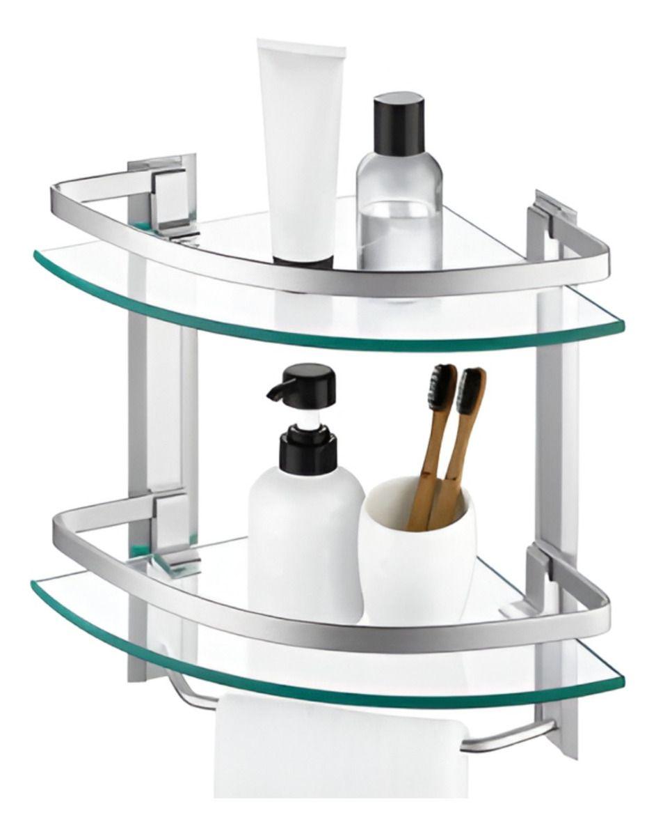 Estante Organizador Baño Doble Triangular Vidrio Jhn-1