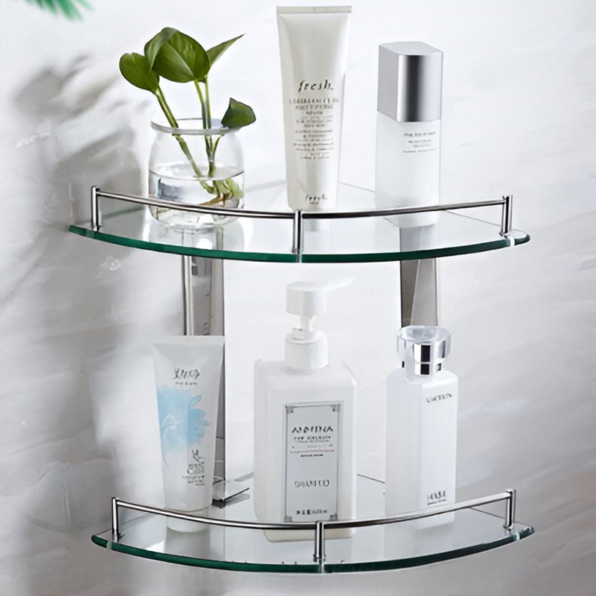 Estante Organizador Baño Doble Triangular Vidrio Jhn-4