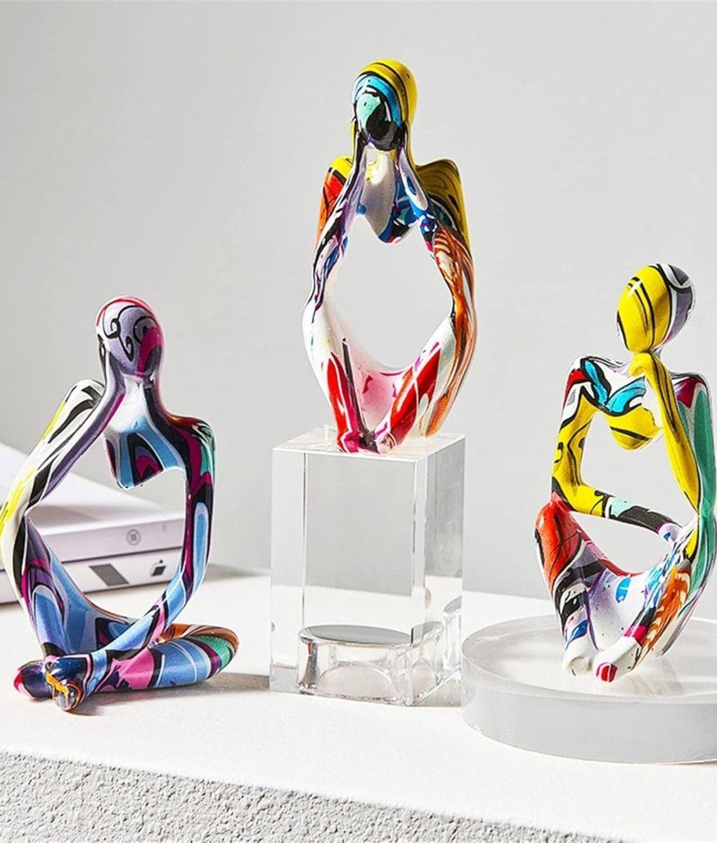 Set 3 Figura Decorativa Estatua Pensador Graffiti Hogar Jhn-5