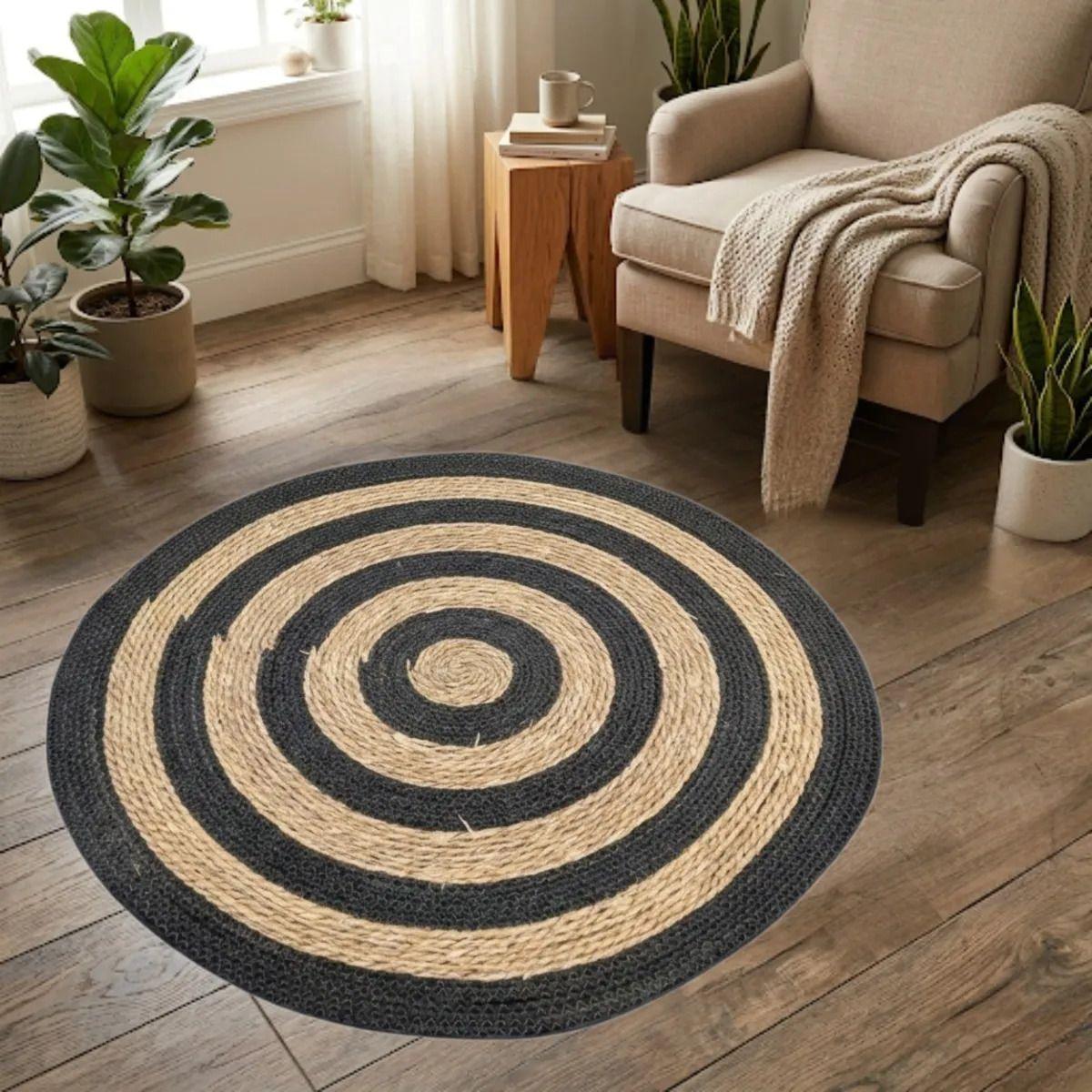Alfombra Artesanal Geométrica Moderna Tejida Sala Estar ALJ-4