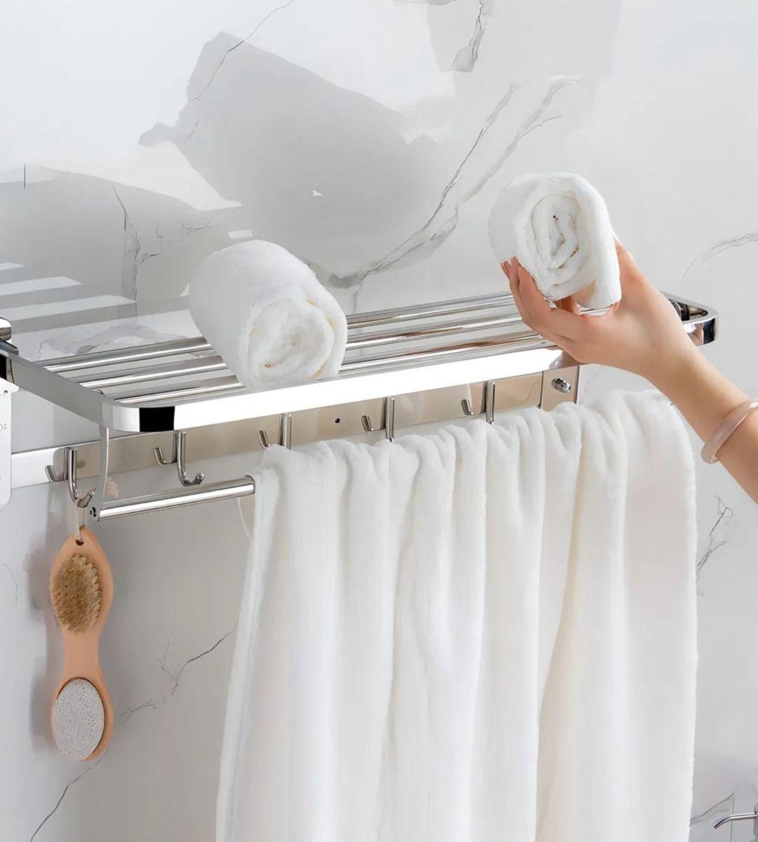 Toallero Baño Barra Múltiple Soporte Plegable Doble Jhn-5