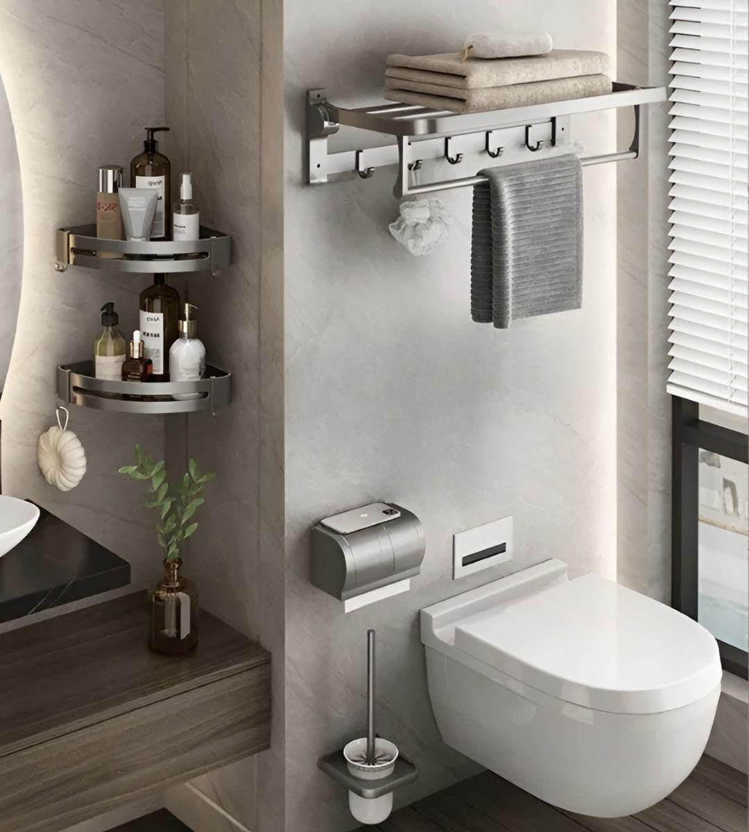 Toallero Baño Barra Múltiple Soporte Plegable Doble Jhn-8