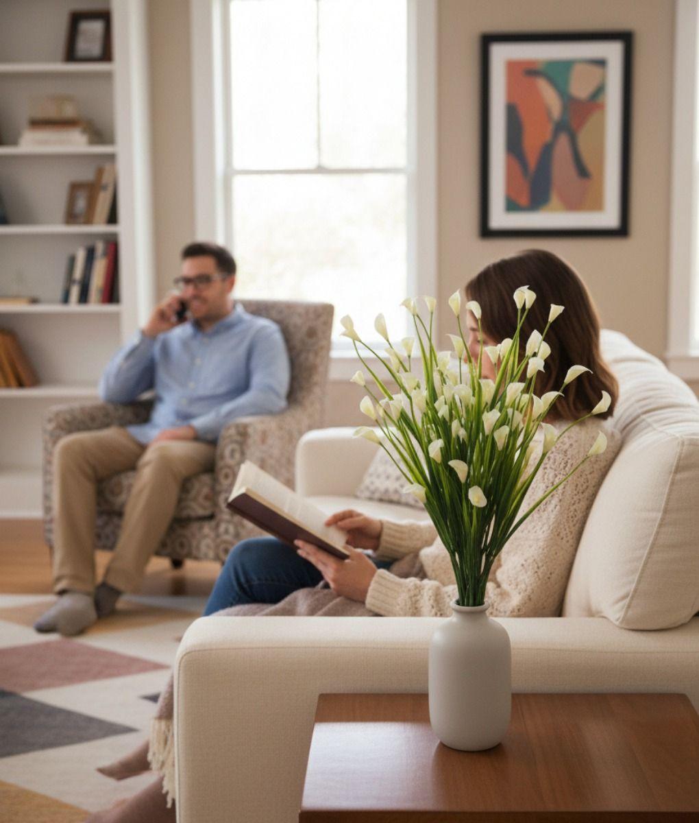 Set 2 Flores Artificiales Ramo Decorativo Adorno Jhn-3