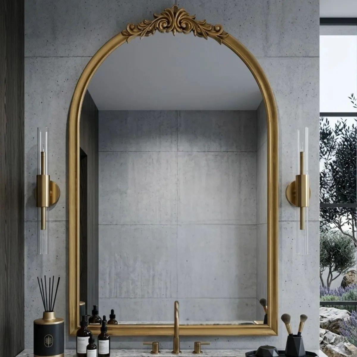 Espejo Pared Forma Arco Medio Punto Cresta Barroco Lujo ALJ -6