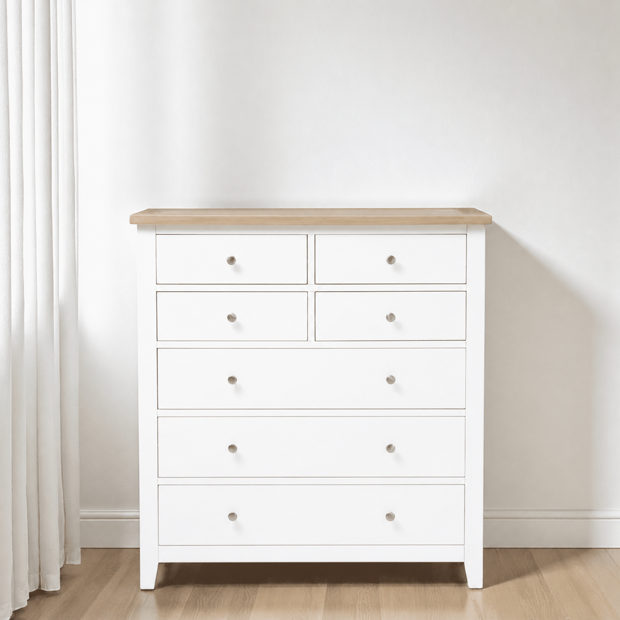 Cómoda "Giorgia Premium" 7 Cajones Mueble de Madera Maciza - Blanco - 100x40x115 cm-2