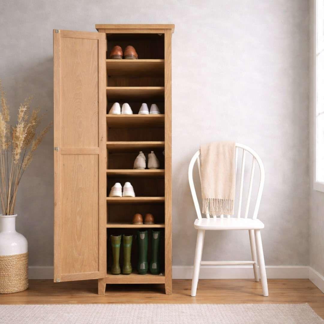Zapatero de Madera de Pino Organización Vertical y Diseño - Gris Grafito - 60x40x180 cm-0