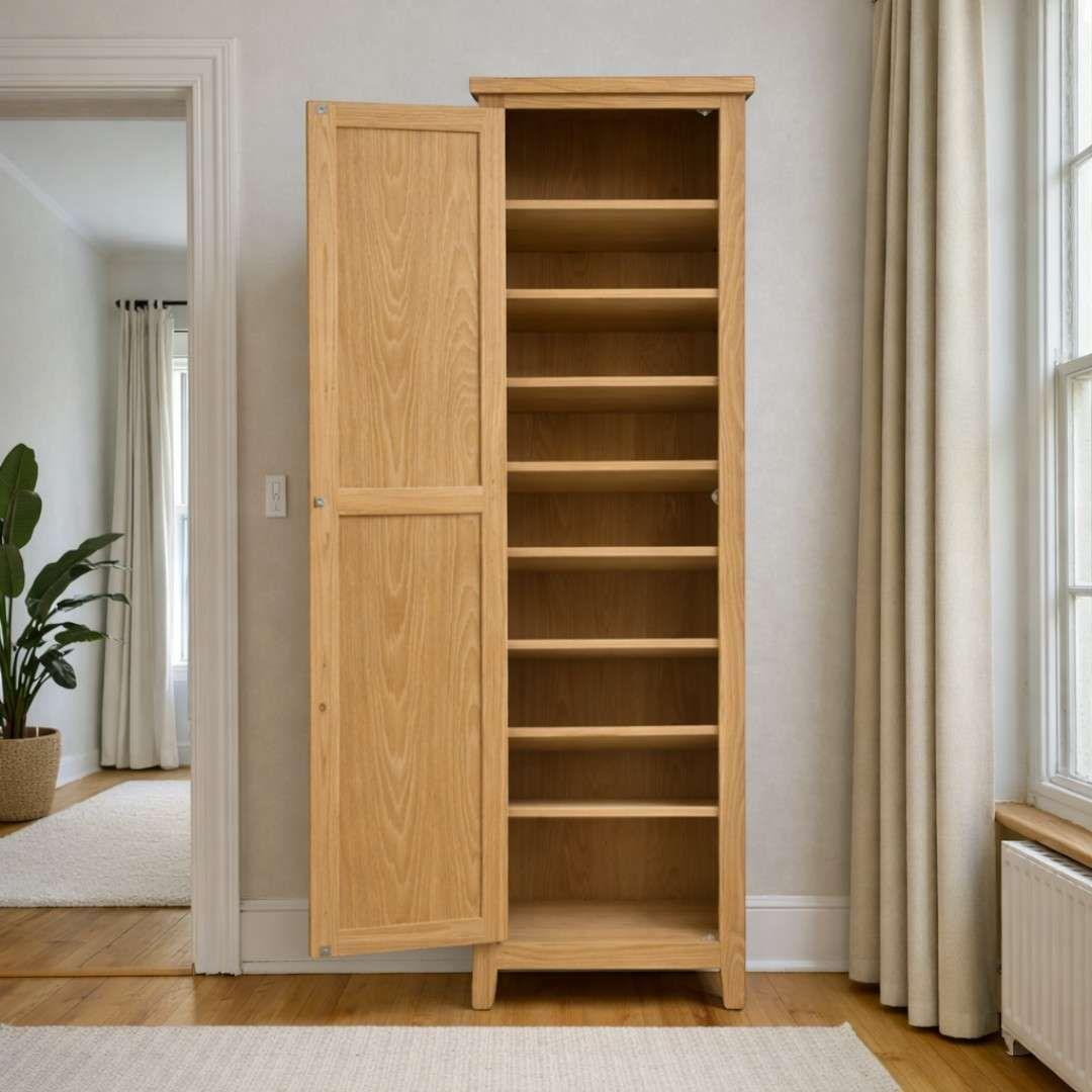 Zapatero de Madera de Pino Organización Vertical y Diseño - Gris Grafito - 60x40x180 cm-2