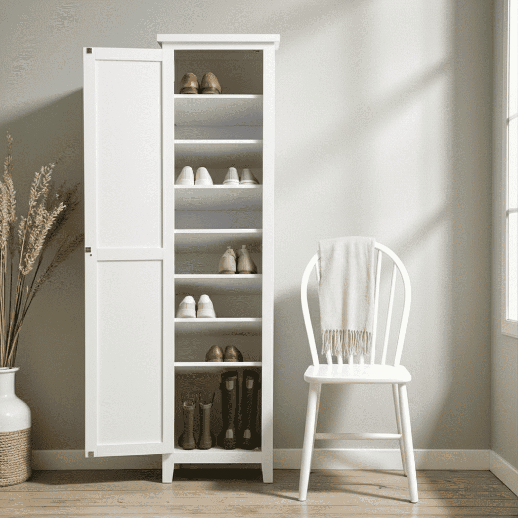 Zapatero de Madera de Pino Organización Vertical y Diseño - Gris Grafito - 60x40x180 cm-4