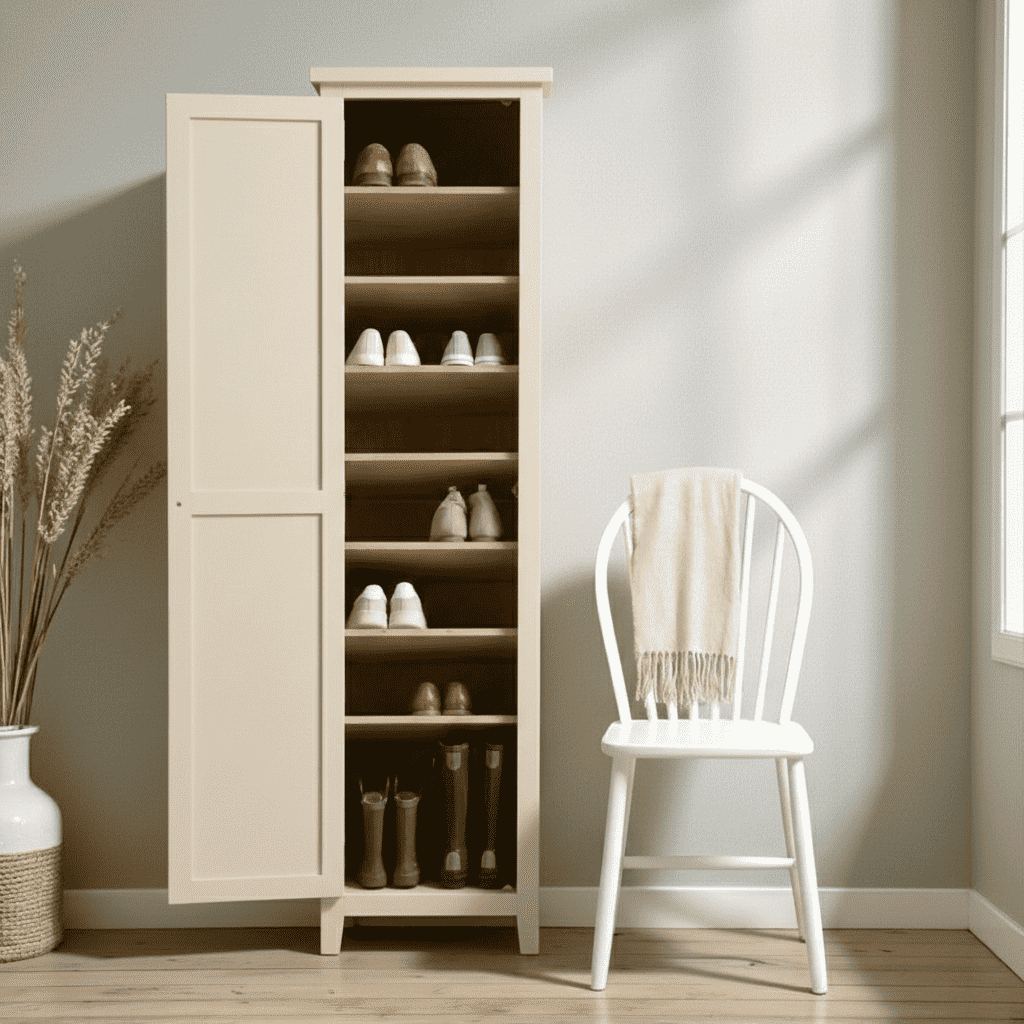 Zapatero de Madera de Pino Organización Vertical y Diseño - Gris Grafito - 60x40x180 cm-5