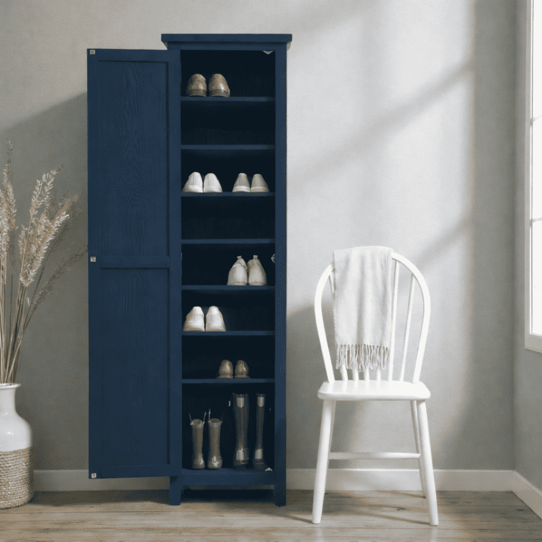 Zapatero de Madera de Pino Organización Vertical y Diseño - Gris Grafito - 60x40x180 cm-7