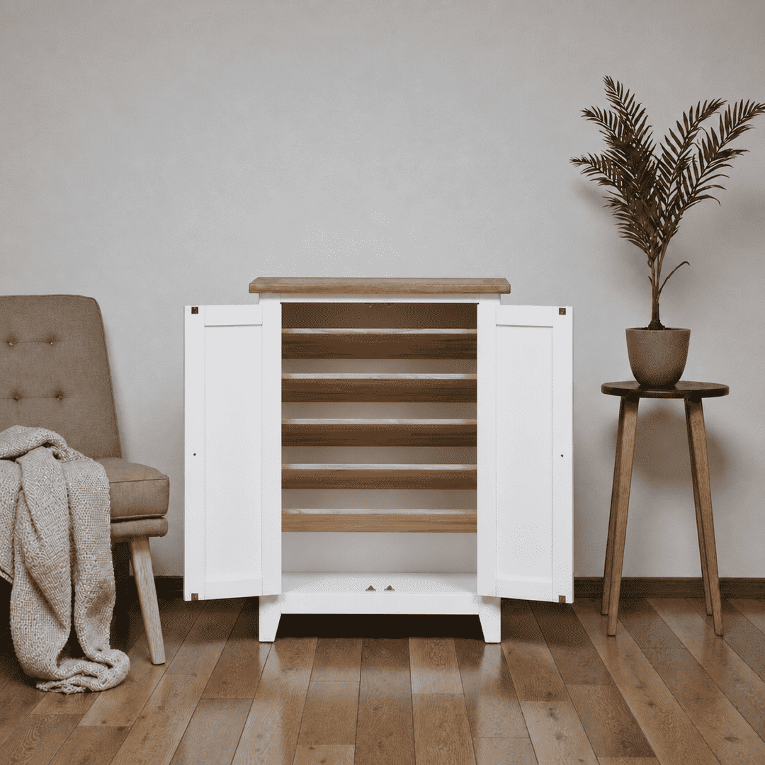Zapatero de Madera de Pino Orden, Higiene y Estilo en tu Entrada - Blanco - 80x40x110 cm-1