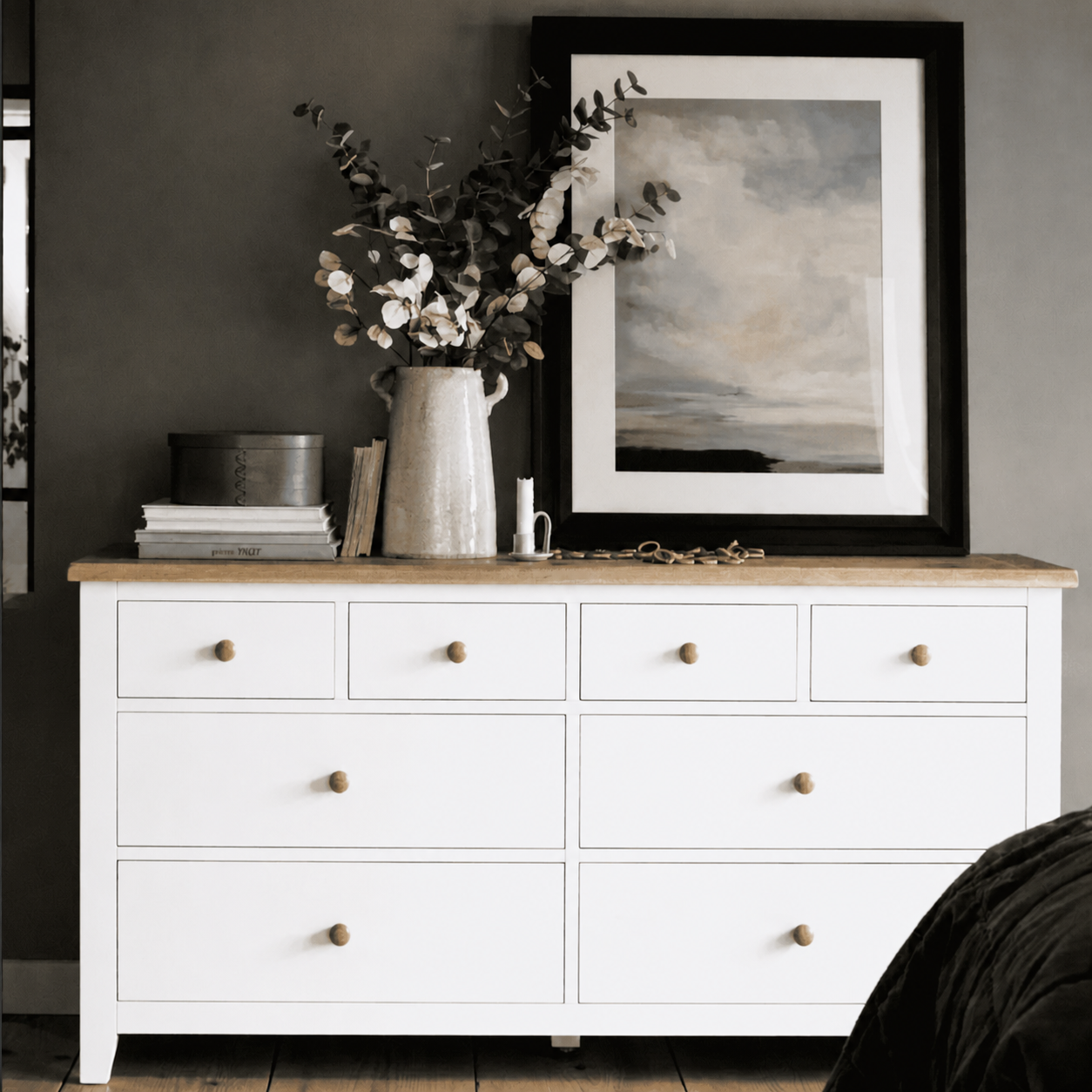 Cómoda de Madera 8 Cajones Diseño Elegante y Gran Capacidad - Blanco - 120x40x80 cm-1