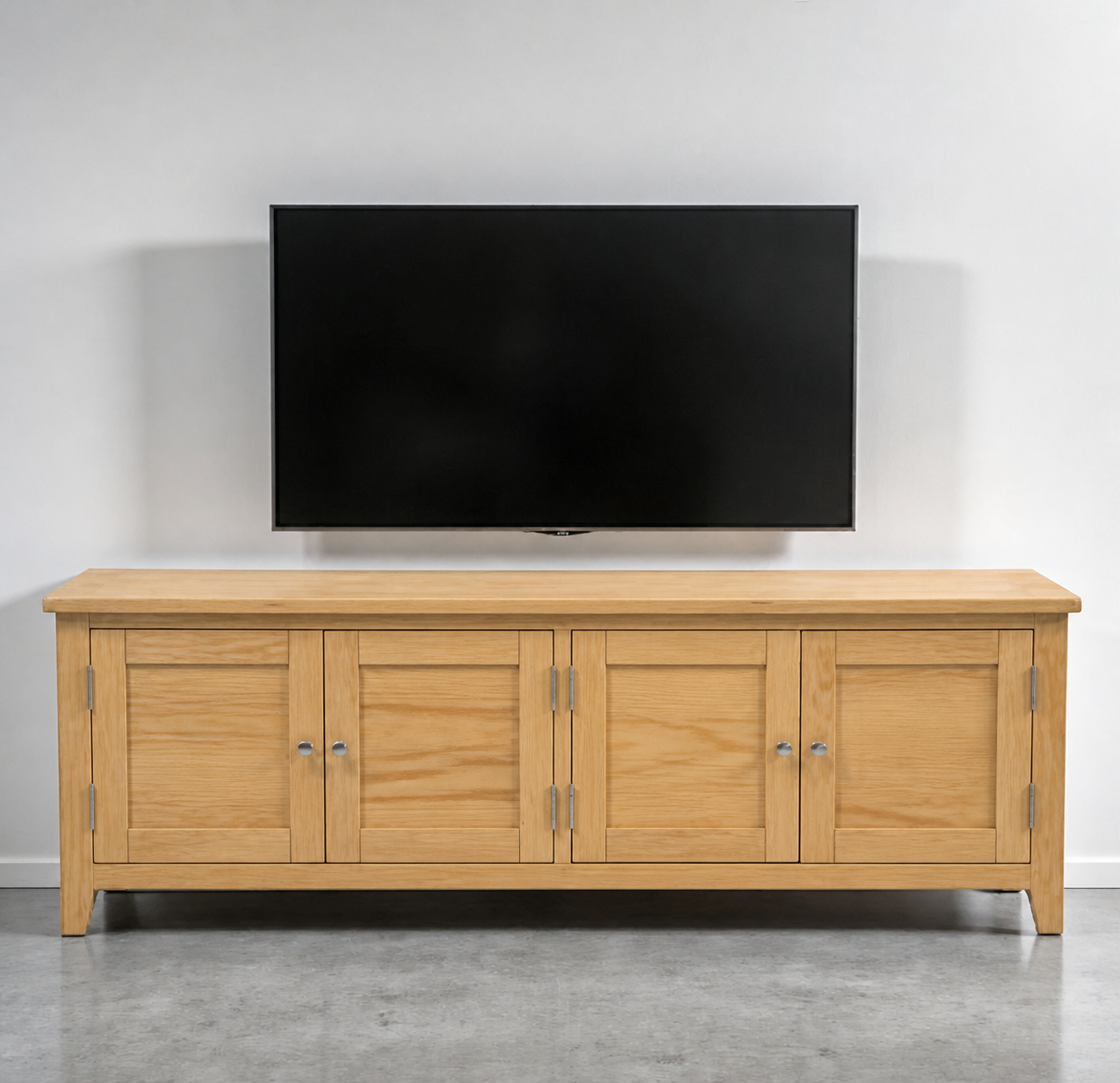 Mueble de TV Minimalista Rack de Madera con 4 Puertas - Natural - 150x40x65 cm-1
