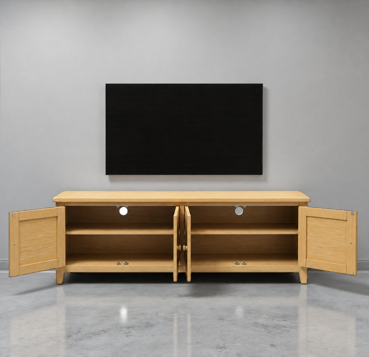 Mueble de TV Minimalista Rack de Madera con 4 Puertas - Natural - 150x40x65 cm-2